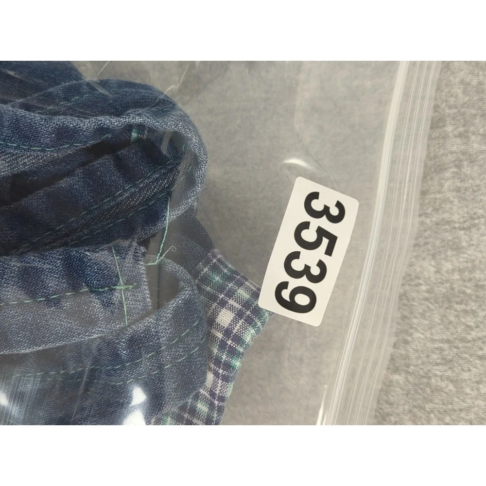 Vintage Oshkosh Baby B Gosh Denim Overalls 12M Airplane Teddy Bear Plaid‎ USA